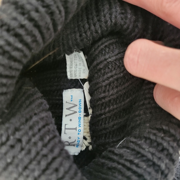 Vintage turtleneck knit sweater Black White - Picture 3 of 3